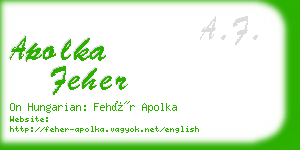 apolka feher business card